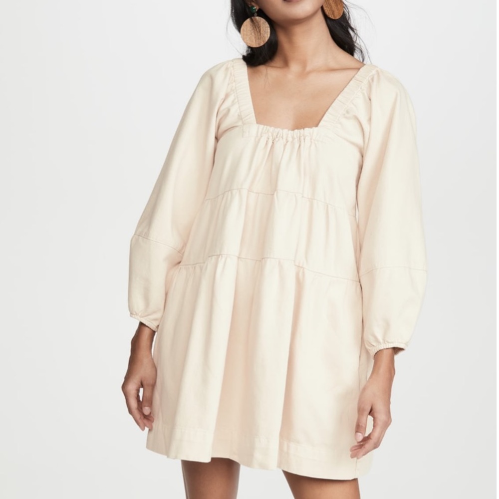 Free People Blue Jean Babydoll Mini Dress - Cream